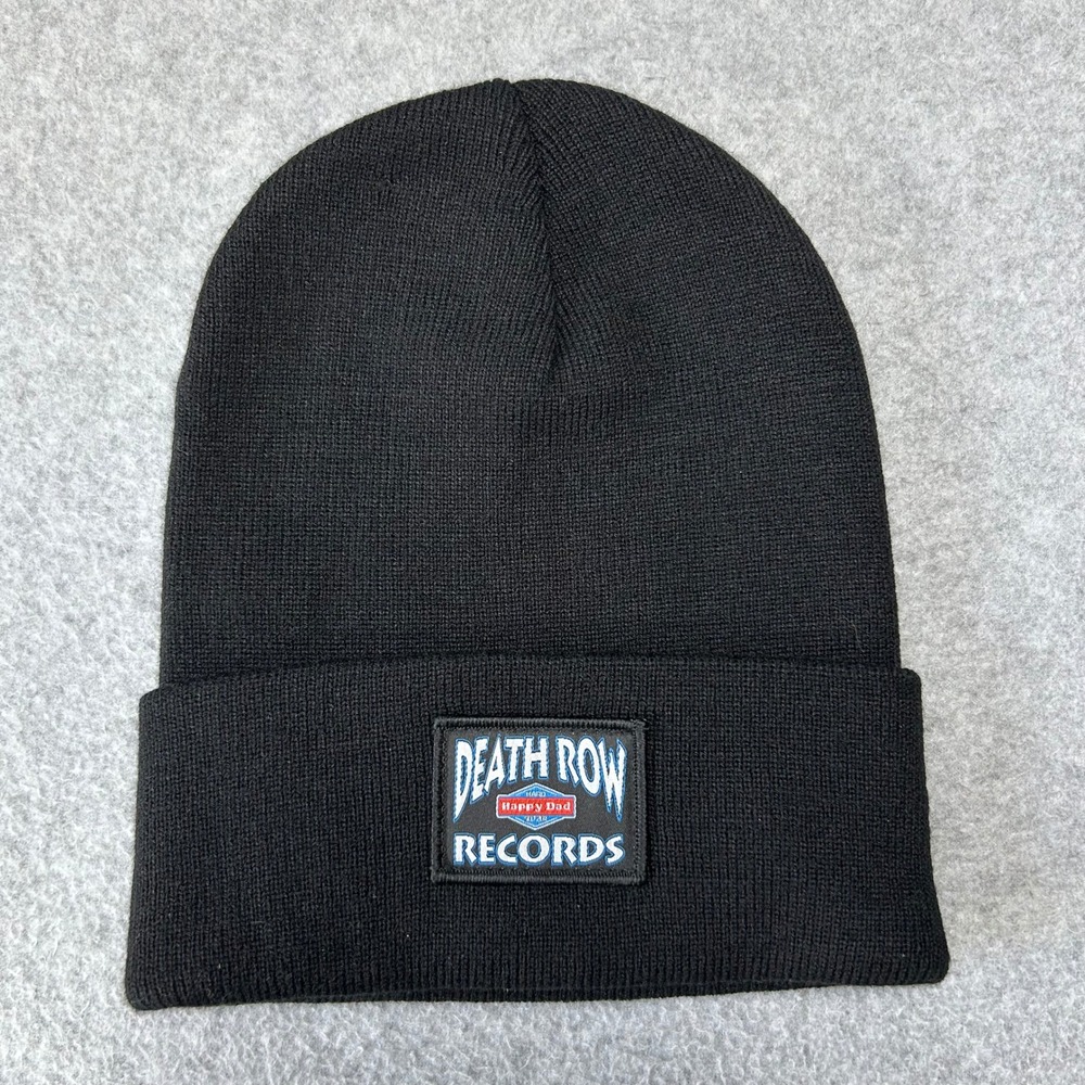 Death Row Records Happy Dad Hard Selzer Beanie Black Knit Winter Hat Streetwear